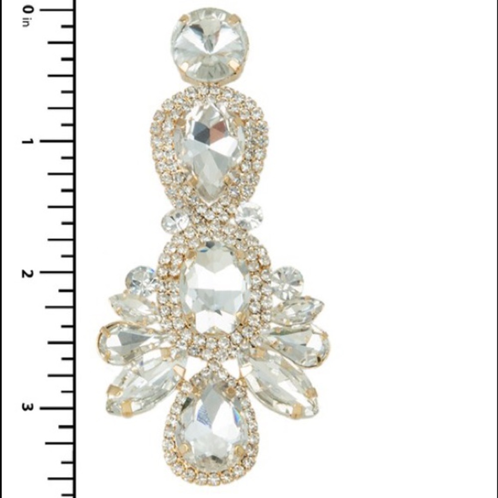 Gold Rhinestone Earrings - Picture 3 of 3